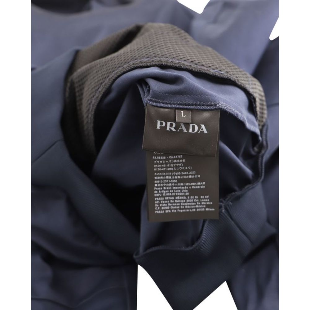 Prada Sweater with Zipped Pockets and Neon Green Accents in Navy Blue Polyester - Picture 3 of 5